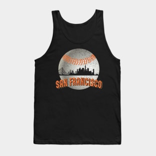 Vintage San Francisco Downtown Skyline Baseball For Game Day Tank Top